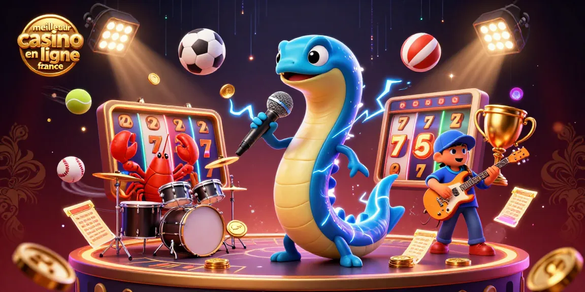 Illustration dynamique de l'eel DJ dans le meilleur casino en ligne France, entouré d'un groupe sous-marin.