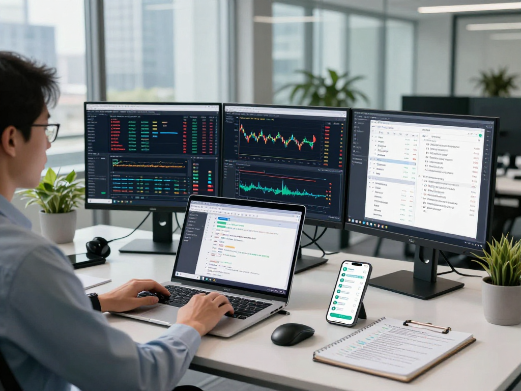 Dynamic developer workspace showcasing the multi-contract futures batch API in action with real-time data.
