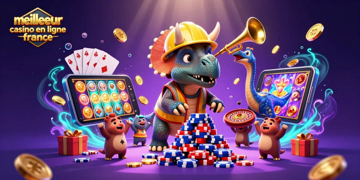 Visitez le meilleur casino en ligne France avec des personnages de dessin animé animés et des éléments de jeux de casino.