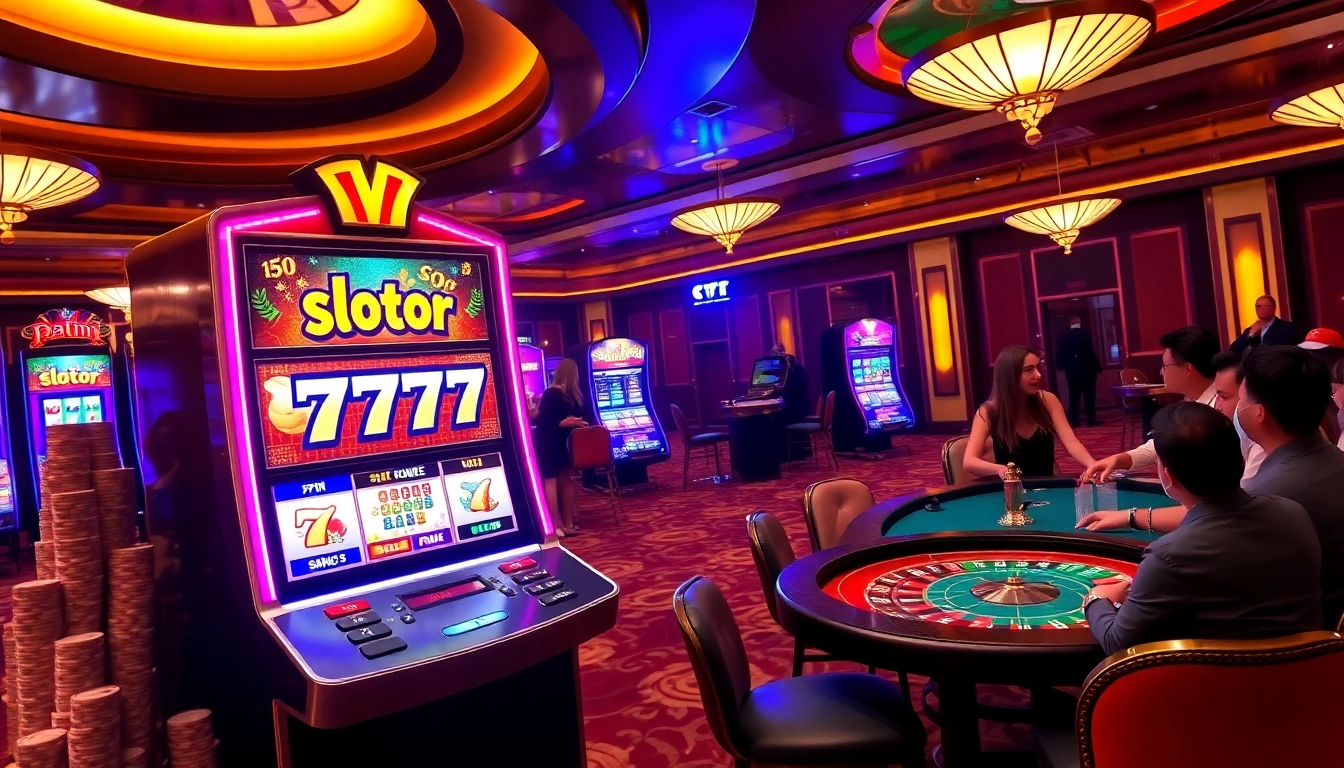 Play slot gacor 777 at a vibrant casino with modern slot machines and exciting gaming interactions.