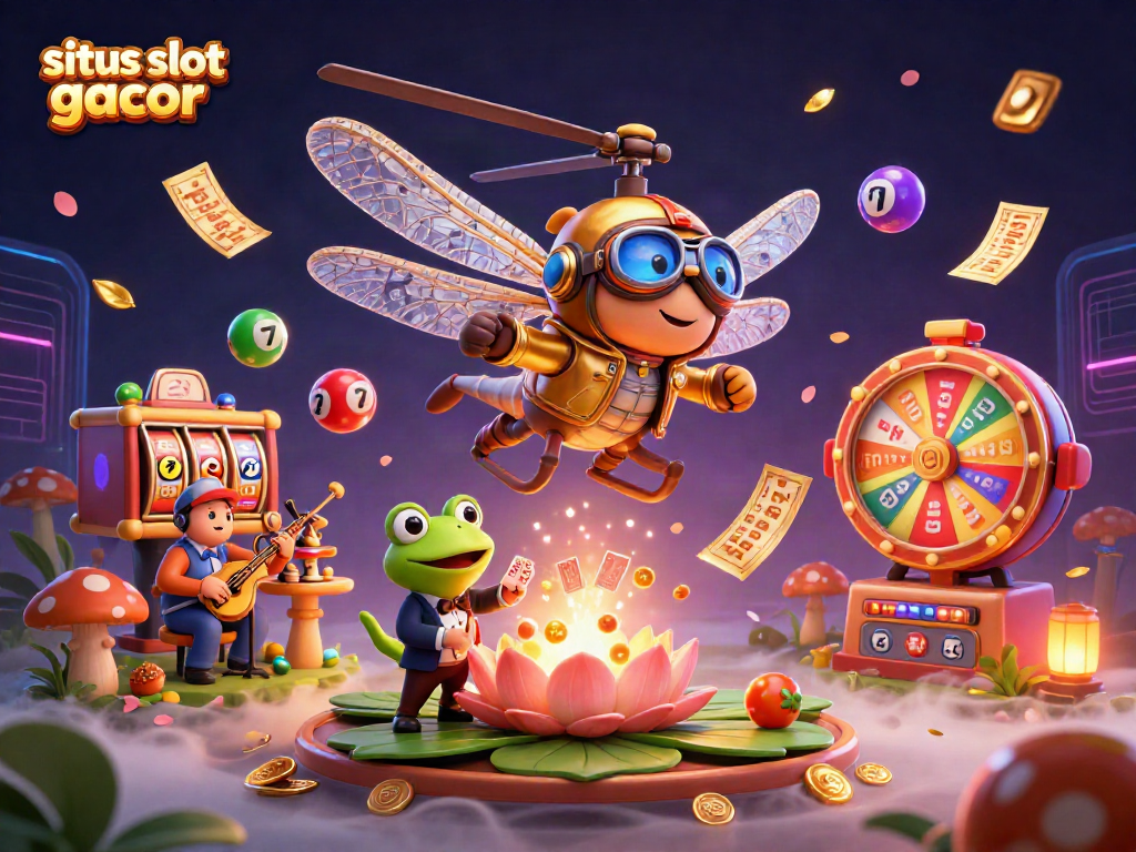 Experience the excitement of situs slot gacor with a vibrant 3D casino scene featuring dynamic characters and game elements.