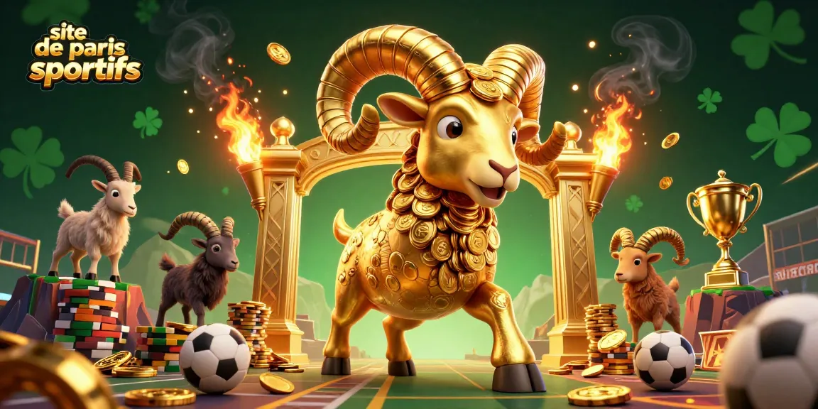 Pariez sur le site de paris sportifs avec un bélier doré dynamique dans une riche illustration 3D.