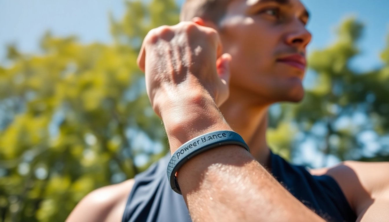 Usando la power balance pulsera, un atleta muestra fuerza y vitalidad durante el entrenamiento.