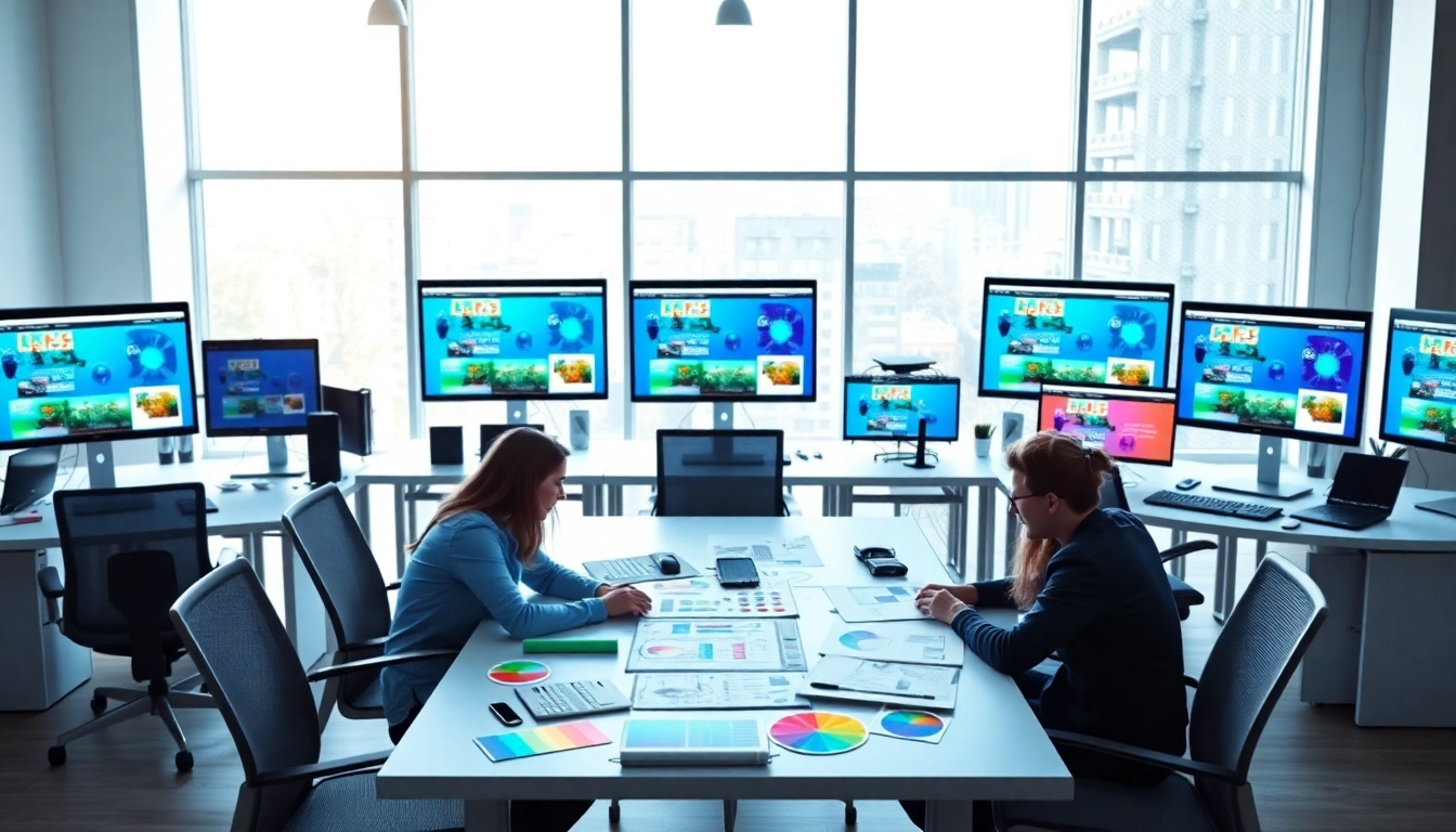 Webdesign Agentur team collaborating on innovative digital projects in a modern office.