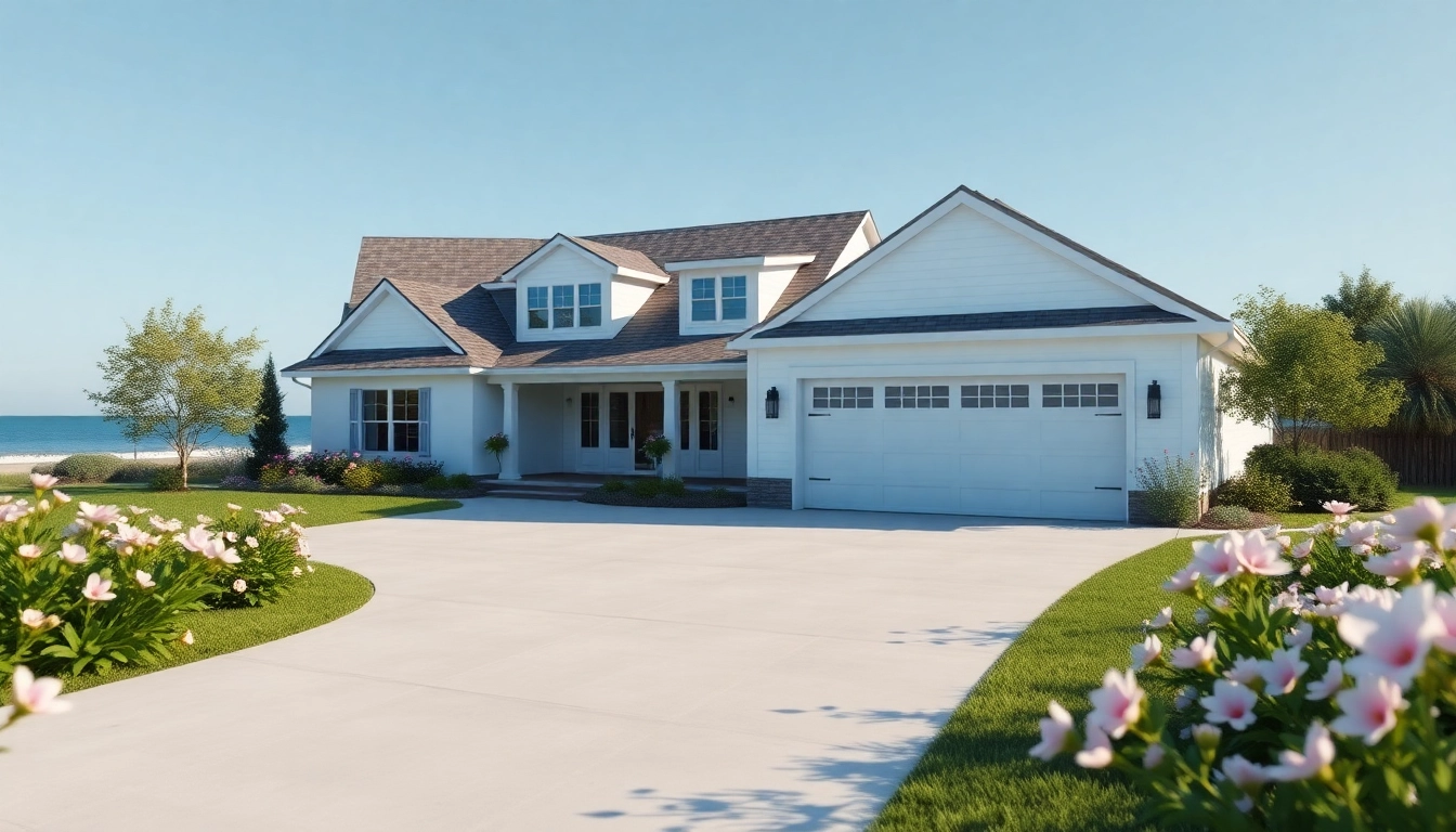 Stunning cape cod home with attached garage and coastal scenery.