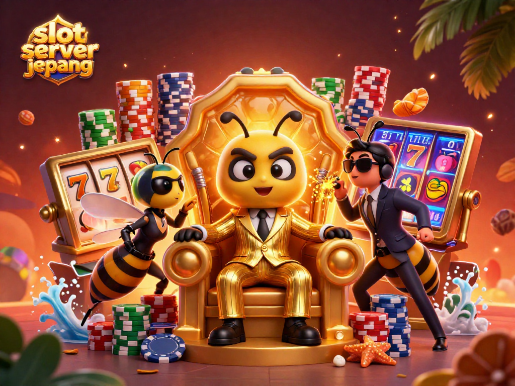 Engage with slot server jepang in a vibrant 3D casino illustration showcasing action-packed gameplay.
