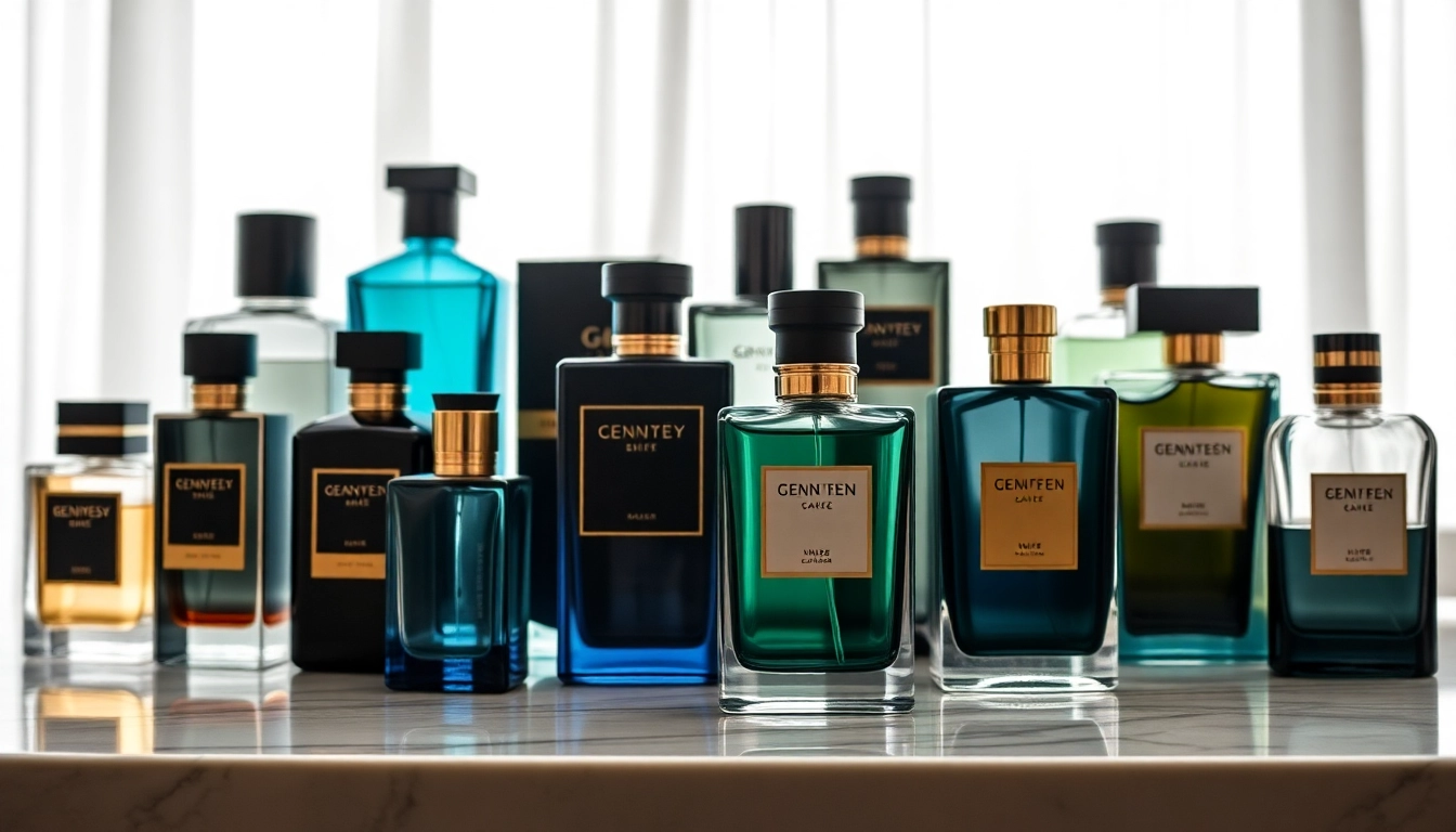 Display of Sauvage alternative fragrances highlighting luxurious bottles on a marble counter.
