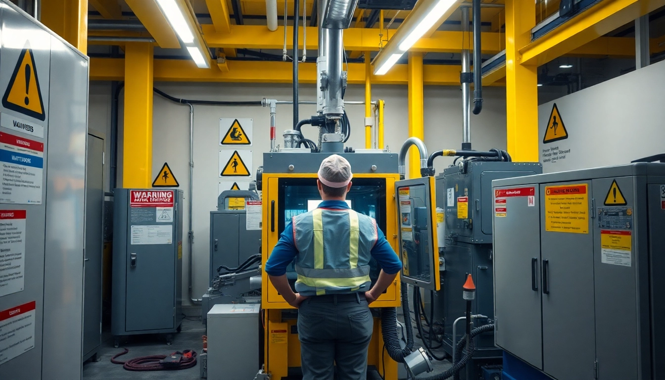 Identify physical hazards in a work environment highlighting safety warnings and procedures.