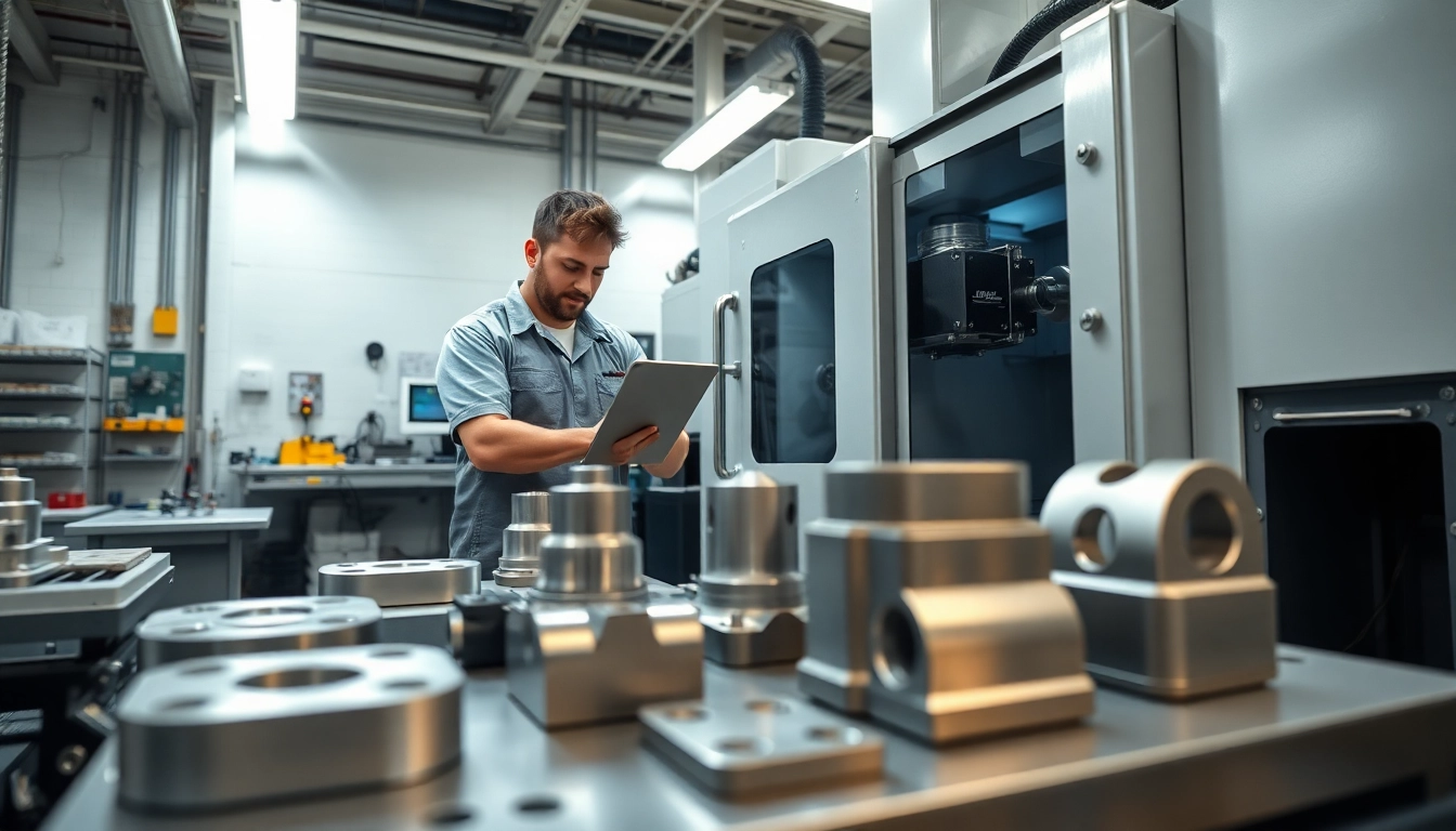 Showcasing Chiheng Custom CNC Machining capabilities with precision metal and plastic parts being processed.