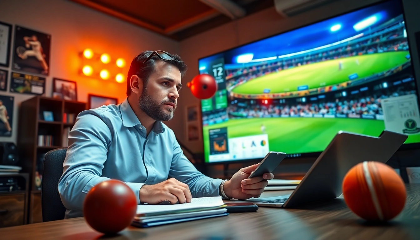 Analyze ipl match win prediction with a focused cricket expert and digital insights in a vibrant setting