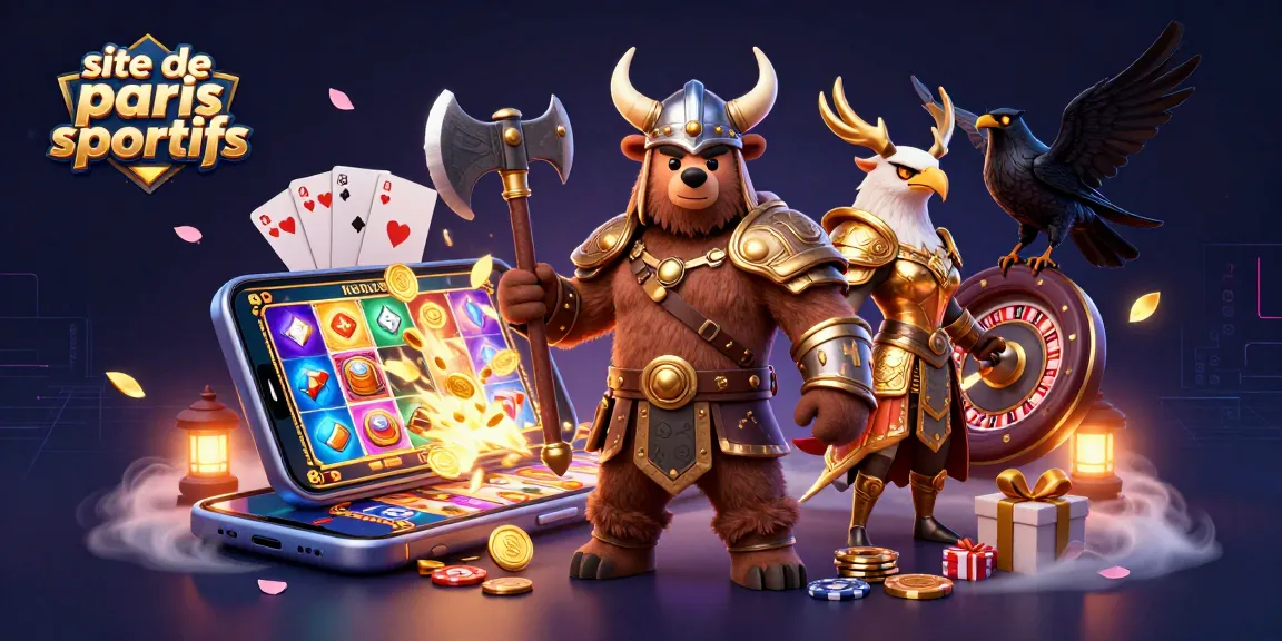 Explorez les paris sportifs sur ce site de paris sportifs, avec un ours viking et une aigle valkyrie.