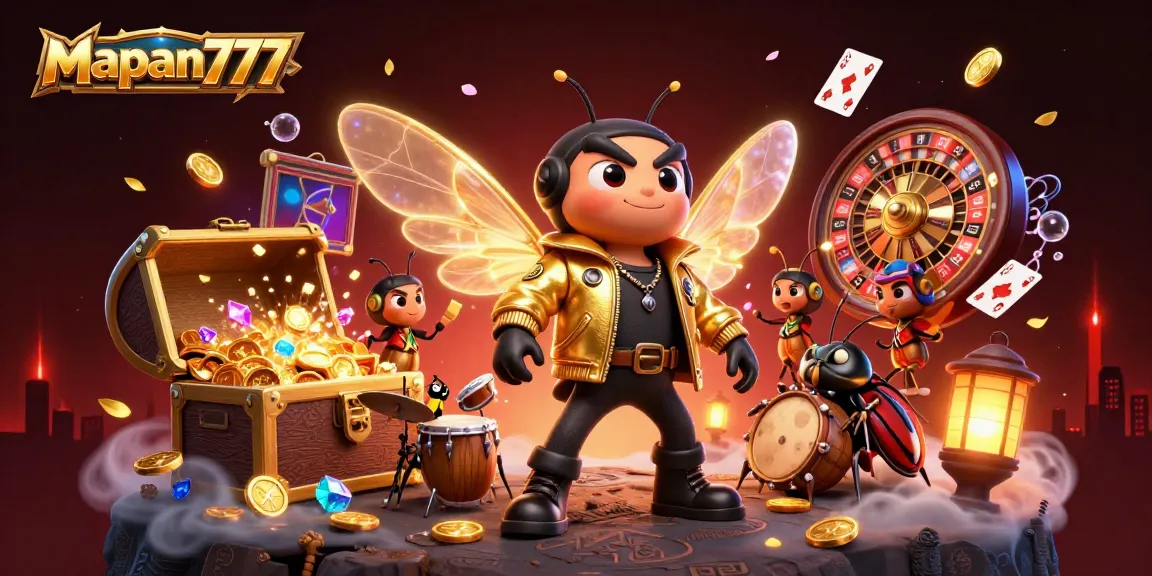Experience winning thrills with Mapan777, featuring a dynamic rock star scene rich with casino-themed elements.
