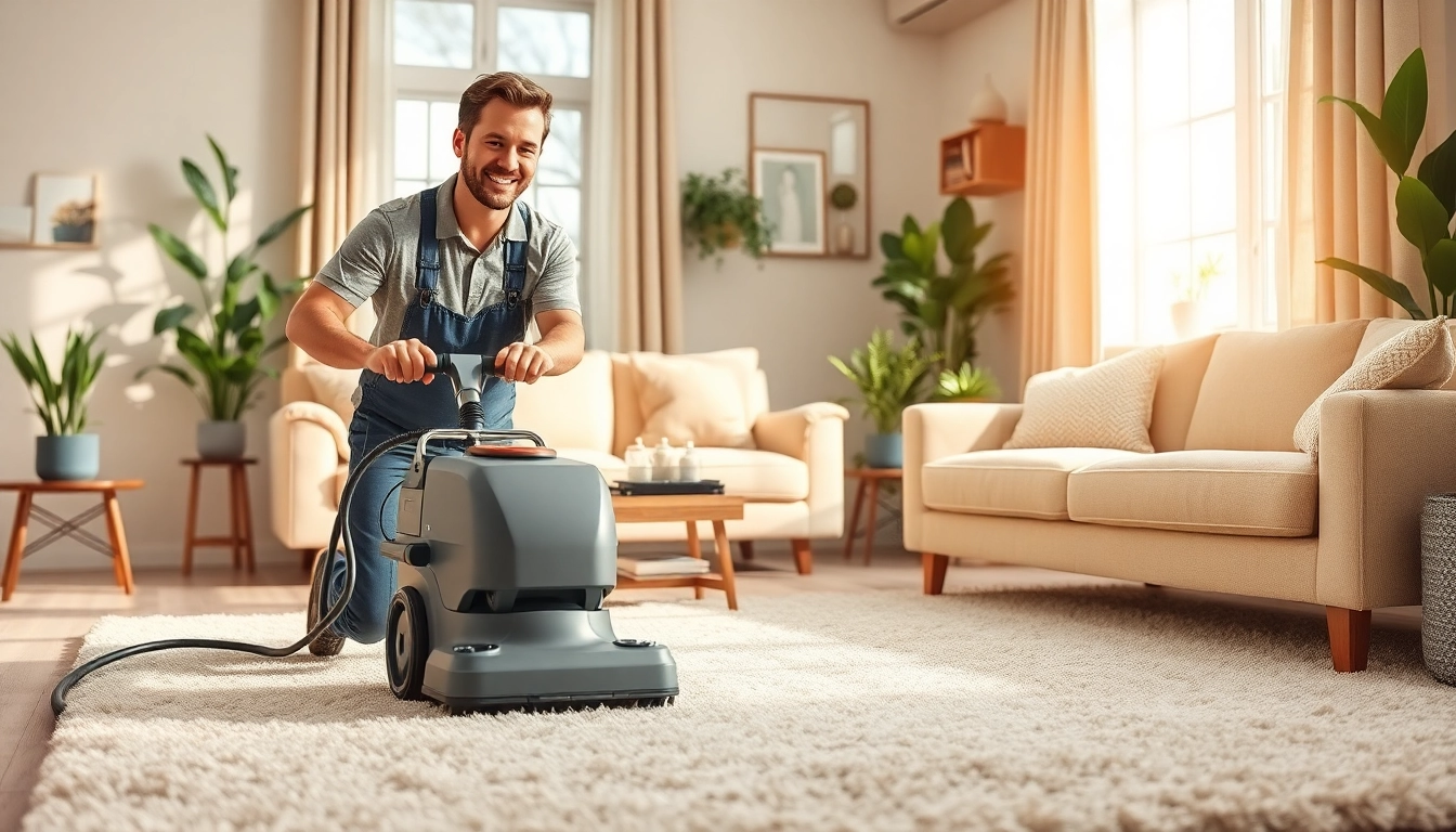 Local carpet cleaners enhancing a home's beauty with expert care in a sunlit living room.