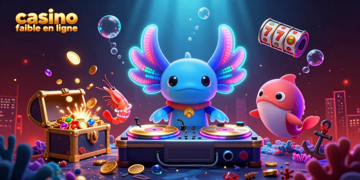Aperçu d'un univers vibrant de casino fiable en ligne avec un DJ axolotl et des créatures marines animées