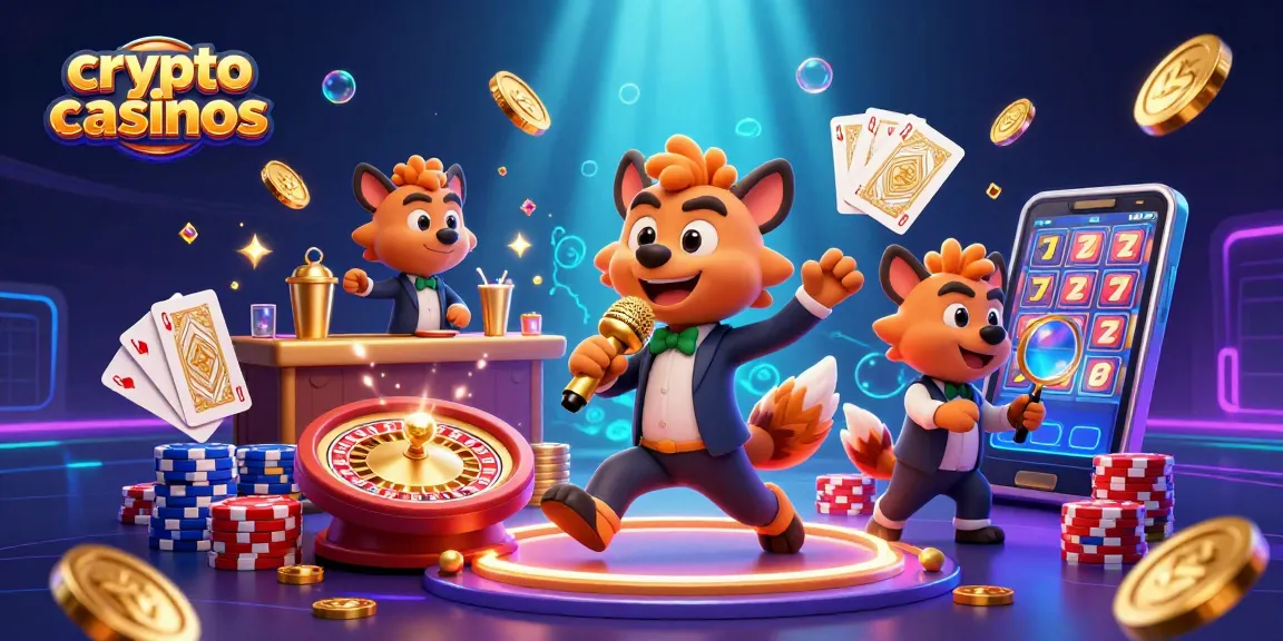 Les crypto casinos s'animent avec des hyènes dans un club de casino comique animant des jeux et des rires.