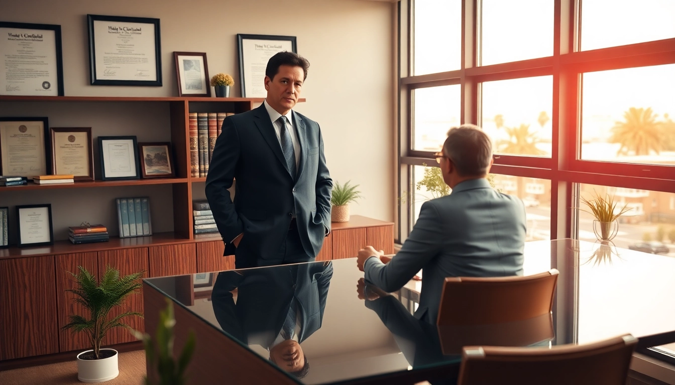 Clearwater truck accident attorney consulting with a client in a modern office.