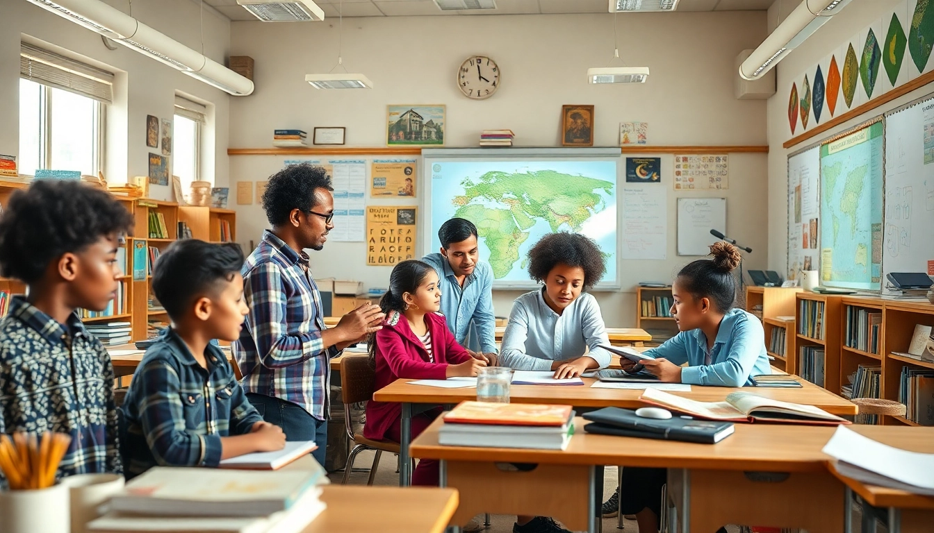 Engaging education scene showcasing diverse students collaborating in an innovative learning environment.