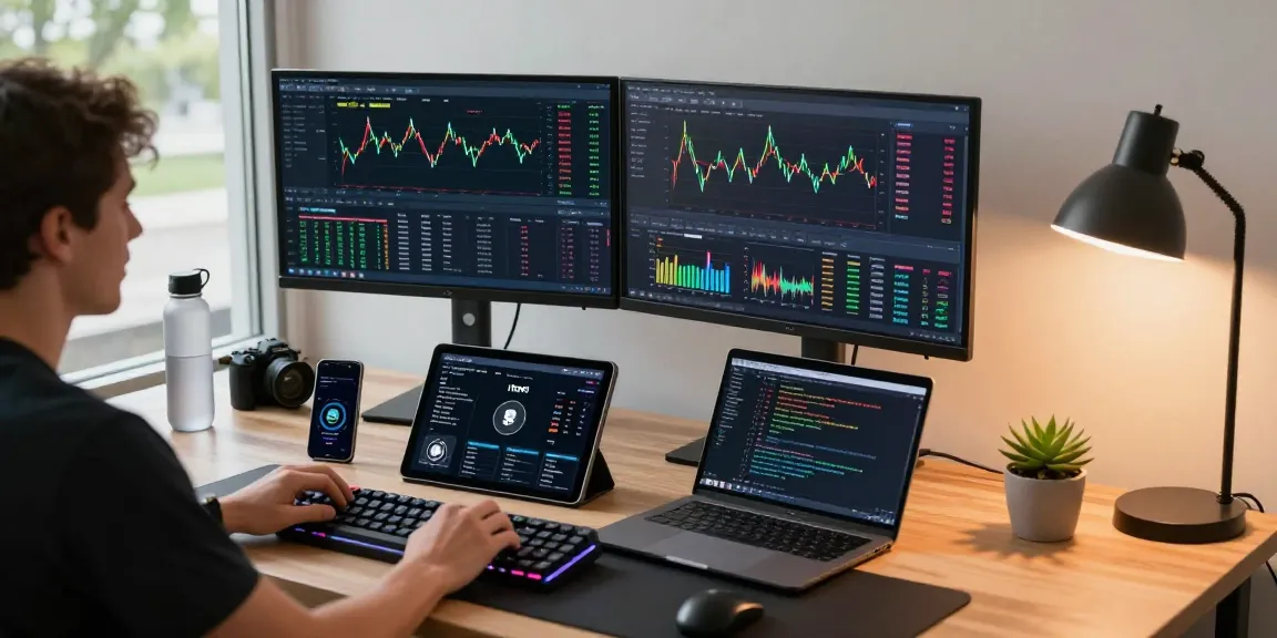 Engaging workspace for crypto mining without equipment, showcasing blockchain analytics and trading tools.
