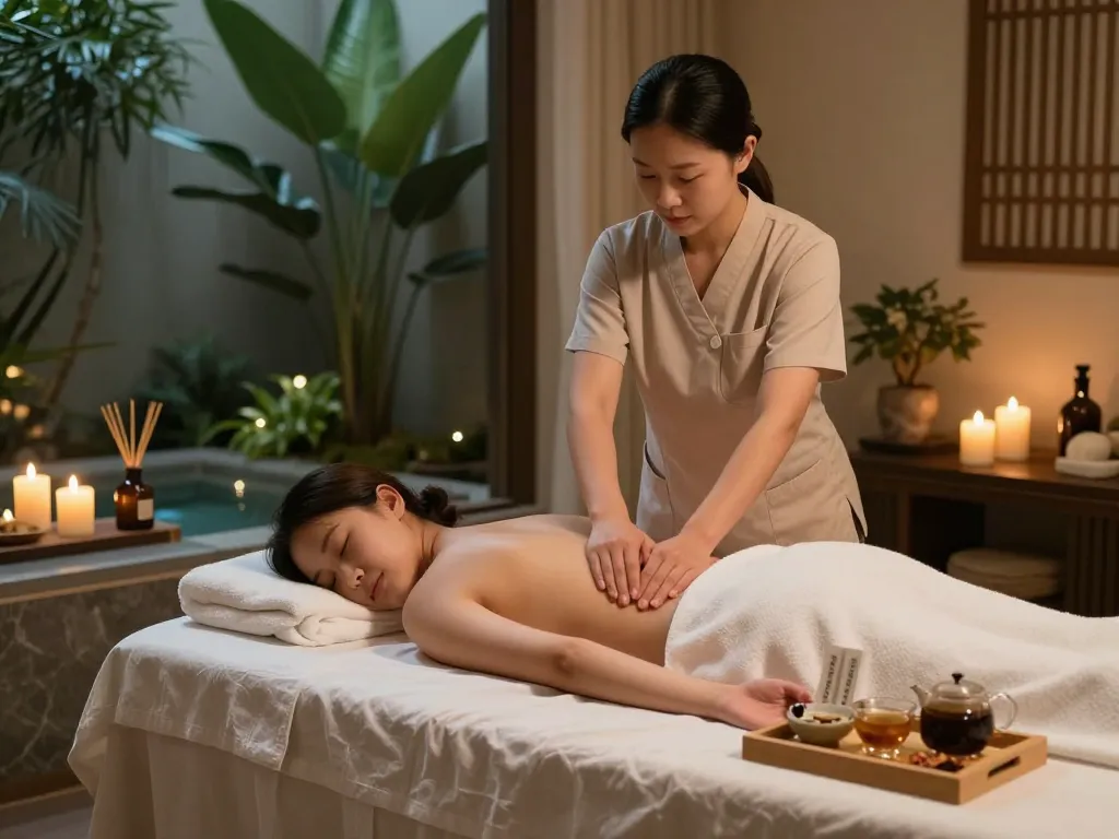 Relaxing massage therapy session at maxim-anma.net with professional therapist in serene spa environment.