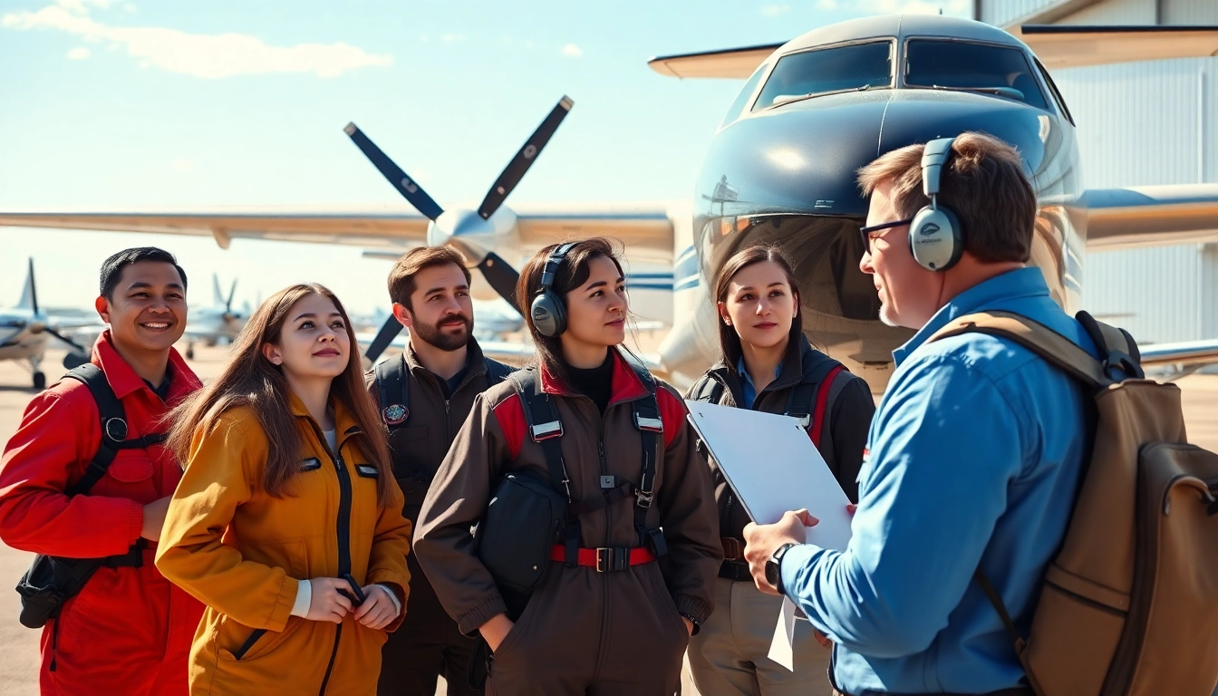 Engaged students at flight schools in kansas receiving instruction in a vibrant training setting.