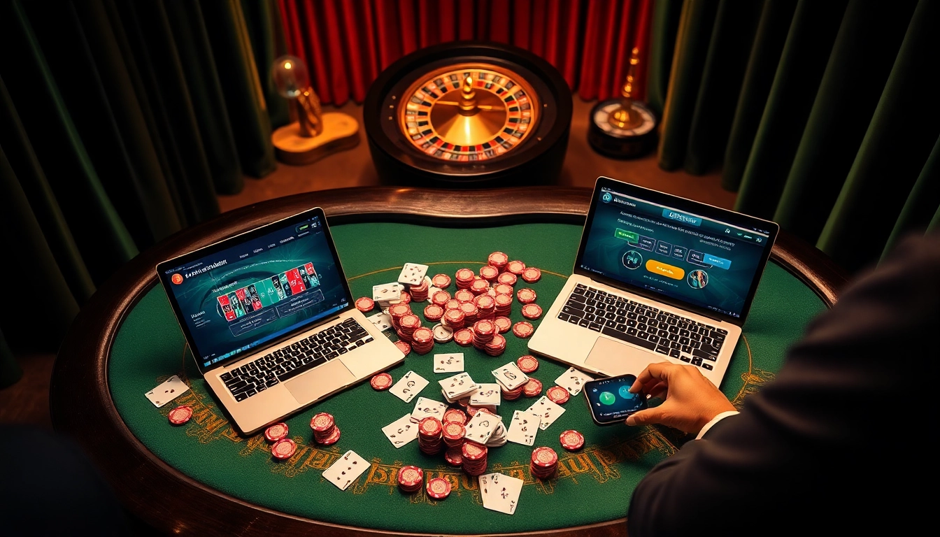 Action-packed IDN poker game scene with chips and cards on a casino table for online gambling excitement.