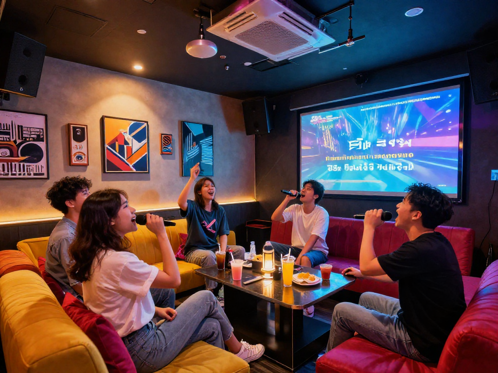강남 타이밍과 함께 즐기는 활기찬 가라오케 룸, 친구들과 함께 노래하는 순간