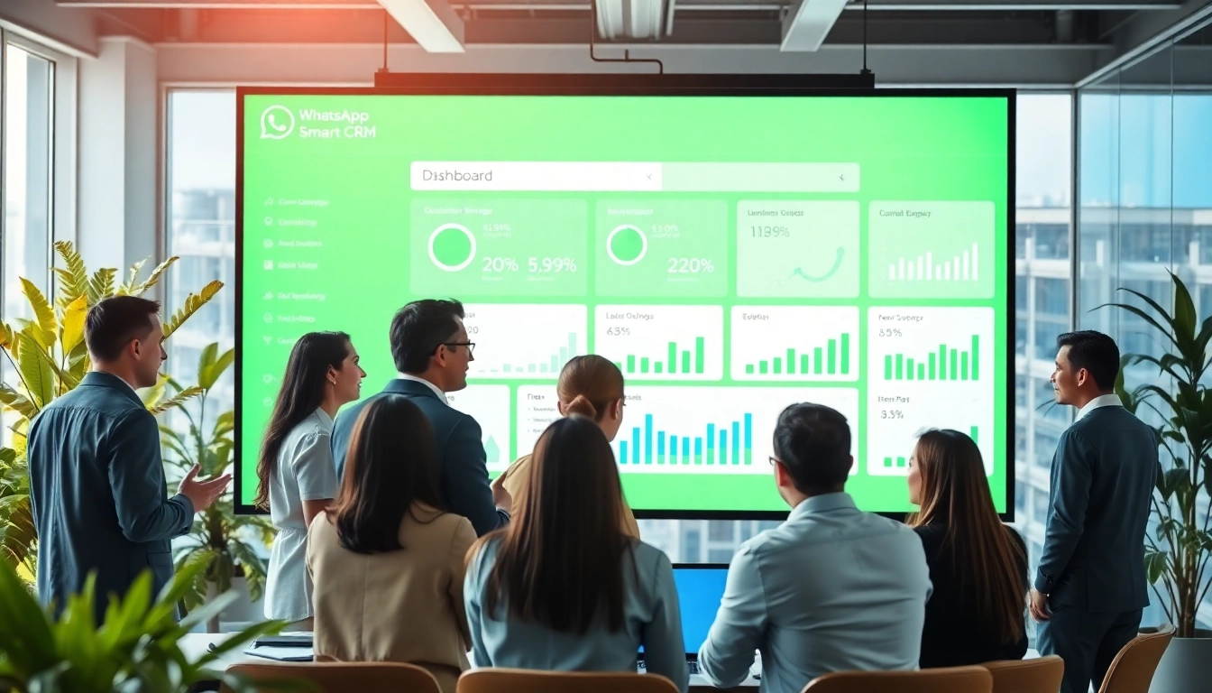 Engage with WhatsApp Smart CRM through a dynamic team collaboration in a professional setting.