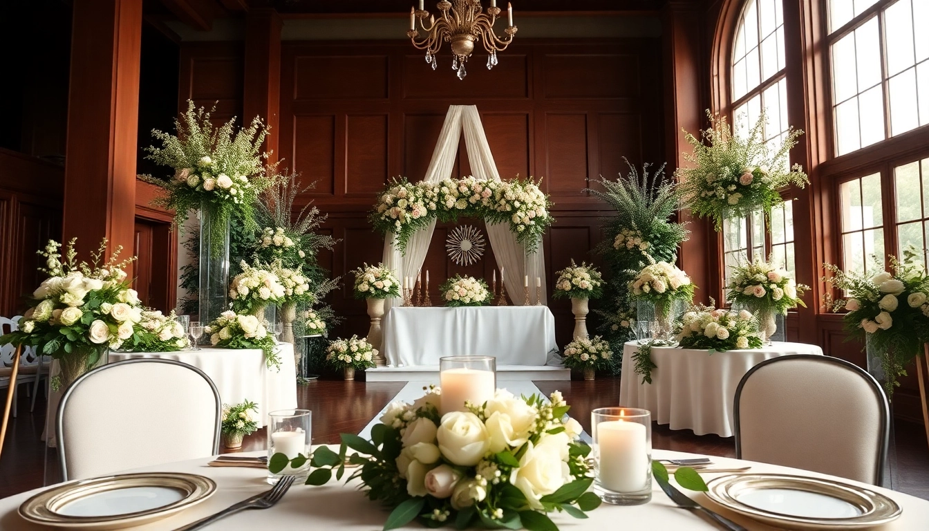 Beautiful wedding setup showcasing a Jacksonville Wedding Venue with elegant altar and decorations.