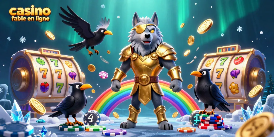 Jouez dans un casino fiable en ligne avec Odin, des symboles de jackpot et des corbeaux.