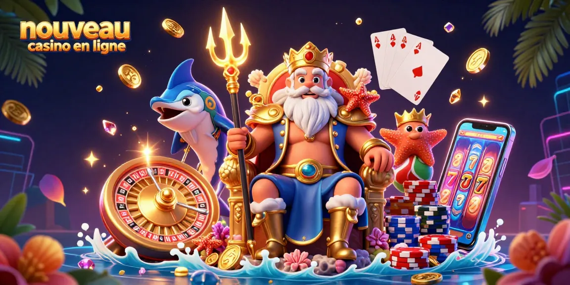 Jouez au nouveau casino en ligne avec des personnages de style cartoon entourés de gains scintillants et d'une atmosphère festive.