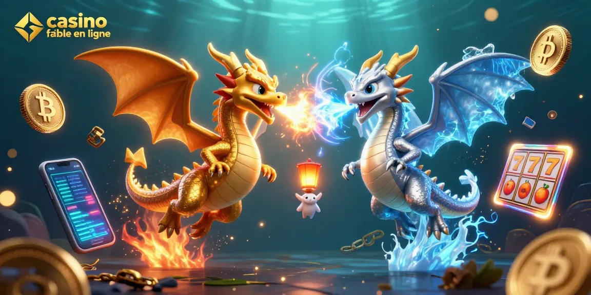 Expérimentez le casino fiable en ligne avec des dragons et des éléments de casino en 3D.