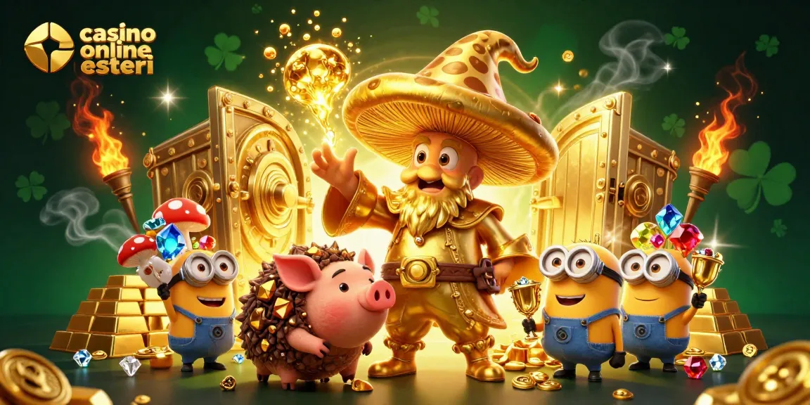 Gioca nei casino online esteri con un mago dorato e tesori magici scintillanti.