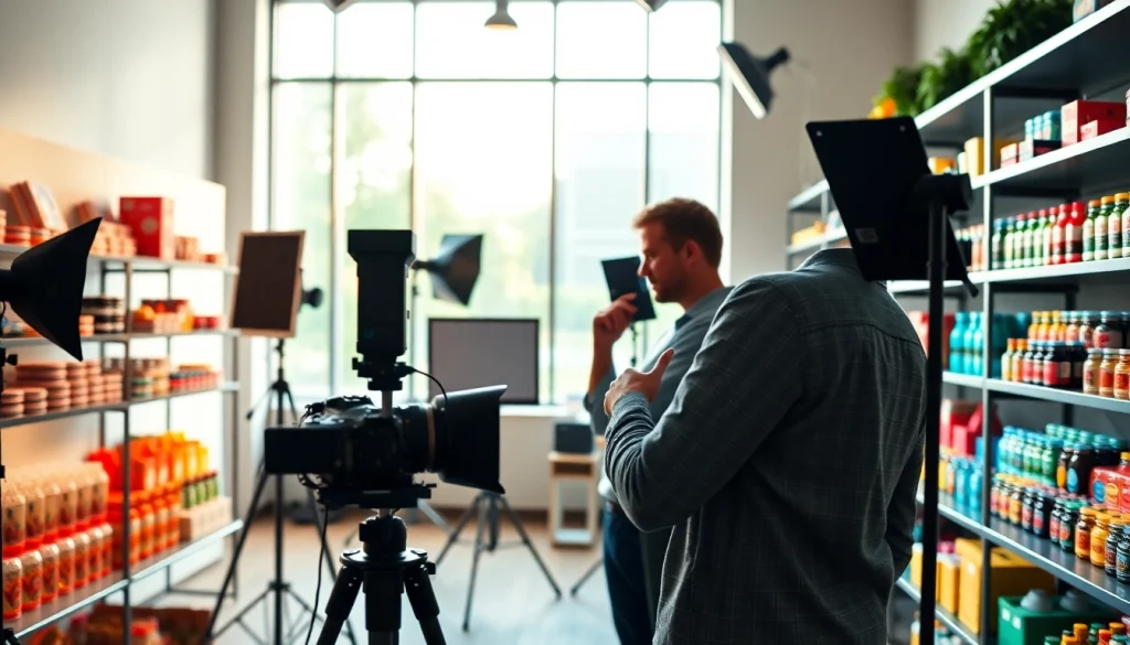 Fotografo ecommerce che ritrae prodotti in uno studio creativo e professionale.