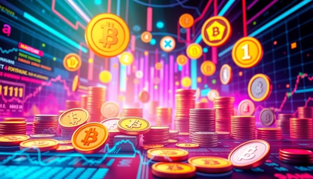 Discover the latest trending coins listing with a vibrant digital marketplace illustration showcasing innovation.