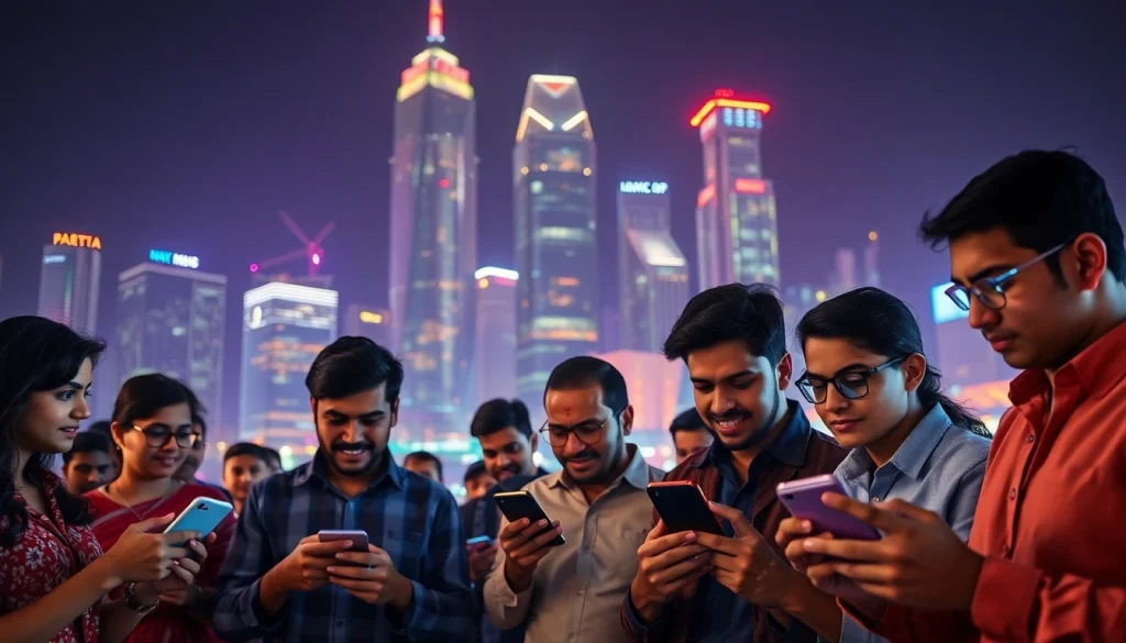 Engaging individuals using smartphones at the best sports betting sites in India.