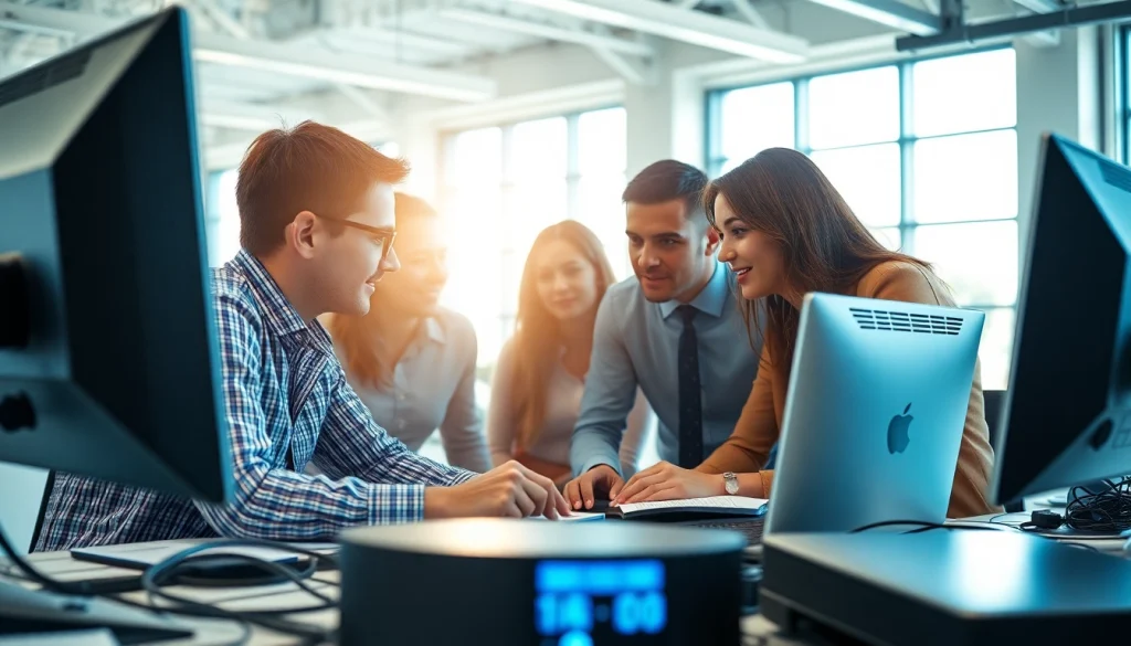 Engaged team of Fredericksburg IT Companies collaborating on technology solutions.