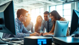 Engaged team of Fredericksburg IT Companies collaborating on technology solutions.