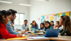 Students actively engaging in collaborative learning, highlighting the importance of Education.