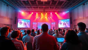 KoraLive virtual event showcasing lively audience interaction and dynamic digital interface.