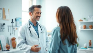 Highlighting Health through compassionate interaction between practitioner and patient in a clinic.