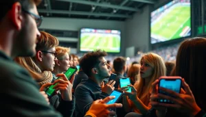 스포츠중계 시청 중인 관중들의 생동감 넘치는 표정과 모습