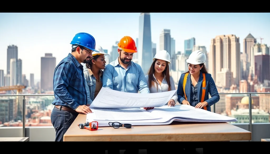 Showcase the expertise of a New York Commercial General Contractor overseeing a vibrant construction project.