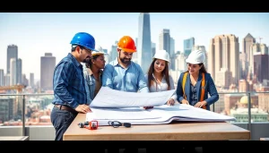 Showcase the expertise of a New York Commercial General Contractor overseeing a vibrant construction project.