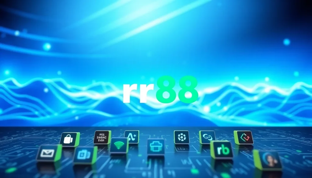 Interacting with the rr88 link in a modern digital interface featuring vibrant icons.