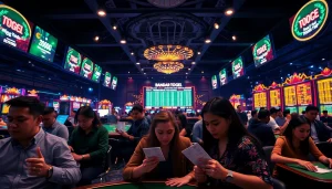 Menikmati permainan bandar togel dengan antusiasme tinggi dan suasana meriah di arena permainan.