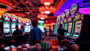 Menangkan slot terpercaya di kasino yang ramai dengan pemain terlibat dalam permainan.