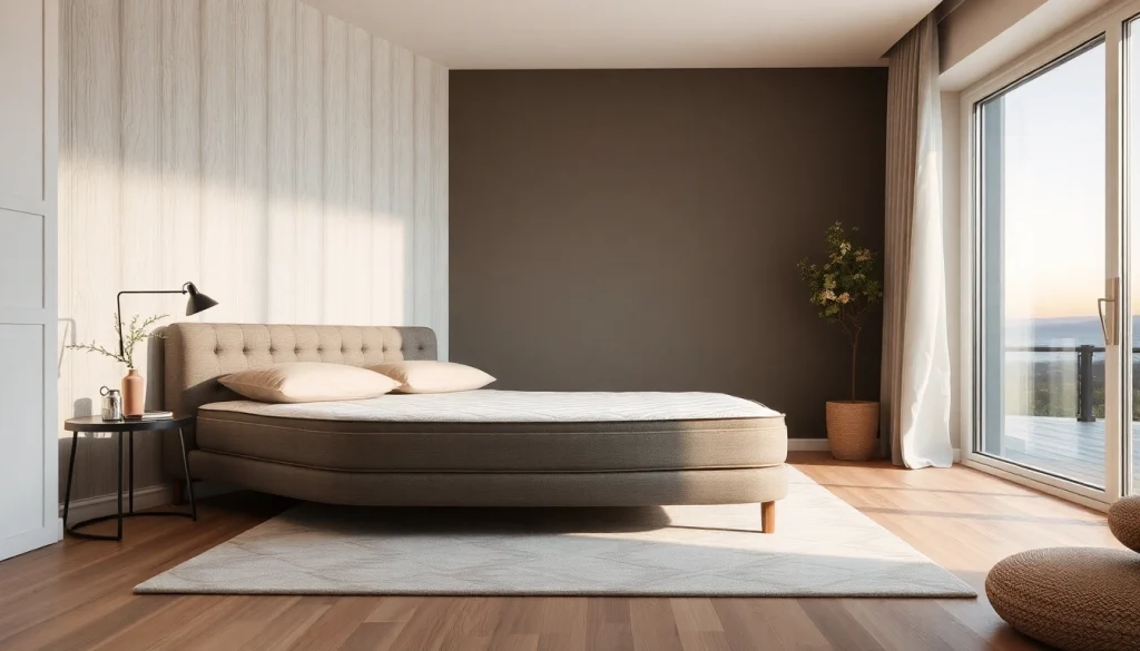 Materassi di alta qualità per un sonno migliore, posizionati in una stanza elegante con luci calde.