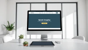 Showcase of efficient workspace design featuring https://rr88rd.com/ clearly visible on the screen.