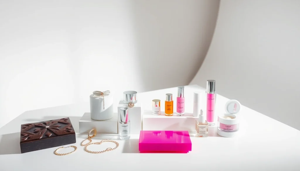 Professional product photography by a photographer in Milan showcasing styled cosmetics and jewelry