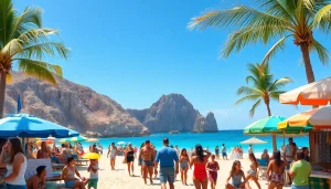 Experience budget travel Cabo with vibrant beach activities and a cheerful atmosphere.